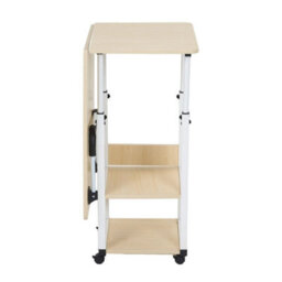 Foldable (Drop Leaf) Over Bed Table With Storage Rolling Laptop Desk Side Table - thumbnail 3
