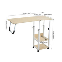 Foldable (Drop Leaf) Over Bed Table With Storage Rolling Laptop Desk Side Table - thumbnail 2