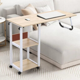 Foldable (Drop Leaf) Over Bed Table With Storage Rolling Laptop Desk Side Table - thumbnail 5