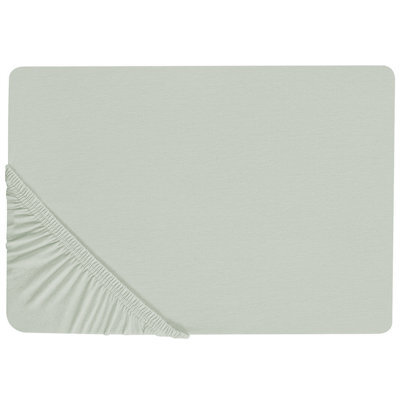 Beliani Fitted Sheet Janbu 180 X 200 Cm Cotton Light Green - image 1