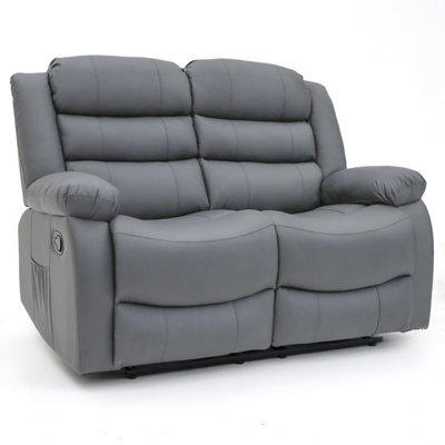 Roma Leather Manual Recliner 2 Seater Sofa In Grey Colour - image 1
