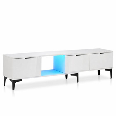White High Gloss Led Tv Stand Cabinet With Drawers