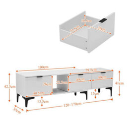White High Gloss Led Tv Stand Cabinet With Drawers - thumbnail 2