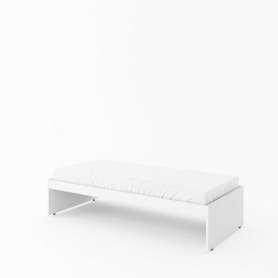 Arte Replay Minimalist Single Bed With Mattress - Versatile White Gloss, Customisable Handles - W2060mm X H440mm X D950mm - image 1
