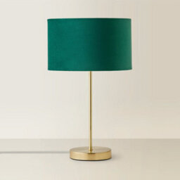 Valuelights Charles Gold Table Lamp With Green Velvet Shade And Bulb - thumbnail 6