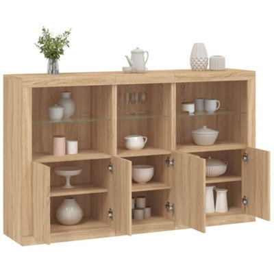 Vidaxl Sideboard With Led Lights Sonoma Oak 162X37X100 Cm - image 1