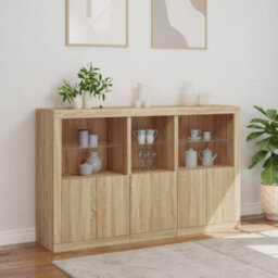 Vidaxl Sideboard With Led Lights Sonoma Oak 162X37X100 Cm - thumbnail 4