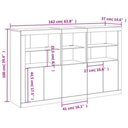 Vidaxl Sideboard With Led Lights Sonoma Oak 162X37X100 Cm - thumbnail 3