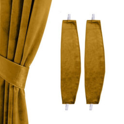 Oxford Homeware Eyelet Velvet Curtains Ochre Fully Lined Blackout Thermal Insulated Eyelet Curtains Pair (W)168Cm X (L)137C - thumbnail 4