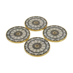 Buttercup Farm Circular Design Coasters (Pack Of 4) - Brass/resin/wood - L10.2 X W10.2 X H3 Cm - Gold/black/grey - thumbnail 2