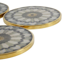 Buttercup Farm Circular Design Coasters (Pack Of 4) - Brass/resin/wood - L10.2 X W10.2 X H3 Cm - Gold/black/grey - thumbnail 4