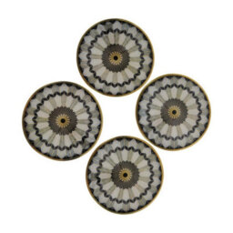 Buttercup Farm Circular Design Coasters (Pack Of 4) - Brass/resin/wood - L10.2 X W10.2 X H3 Cm - Gold/black/grey - thumbnail 3