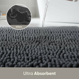 Keplin Non-Slip Microfibre Bath & Toilet Mat 40X60Cm, Dark Grey - thumbnail 4