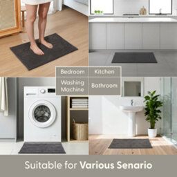 Keplin Non-Slip Microfibre Bath & Toilet Mat 40X60Cm, Dark Grey - thumbnail 7