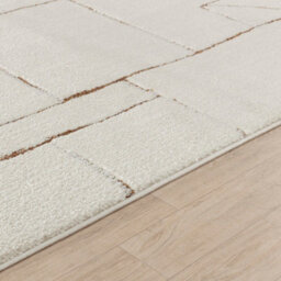 Livabliss Freud-Modern Ivory Brown High Pile Living Dining Bedroom Rug 160 X 213 Cm Easy Care, Non Shedding - thumbnail 3