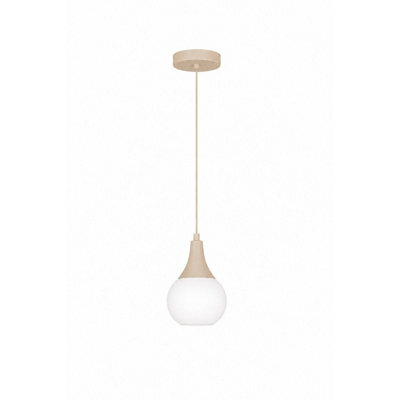 Luminosa Lighting Luminosa Lacrima Slim Pendant Ceiling Light Beige White Glass Shade 1X E27 - image 1