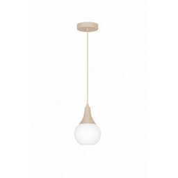Luminosa Lighting Luminosa Lacrima Slim Pendant Ceiling Light Beige White Glass Shade 1X E27 - thumbnail 1