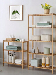 LEDREM Bamboo Storage Shelf, 3-Tier Shelving Unit, Multifunctional, In The Hallway, Bathroom, Living Room, Balcony, Kitchen, Natural - thumbnail 4
