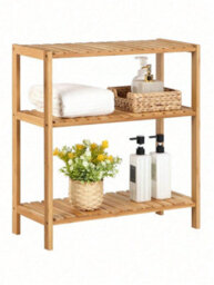 Songmics Bamboo Storage Shelf, 3-Tier Shelving Unit, Multifunctional, In The Hallway, Bathroom, Living Room