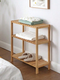 LEDREM Bamboo Storage Shelf, 3-Tier Shelving Unit, Multifunctional, In The Hallway, Bathroom, Living Room, Balcony, Kitchen, Natural - thumbnail 6