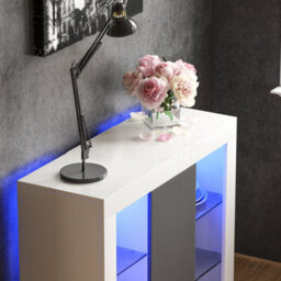 Lassic Vida Designs Azura White & Grey 1 Door Large Led Sideboard Storage Cabinet Cupboard - thumbnail 4
