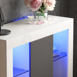 Lassic Vida Designs Azura White & Grey 1 Door Large Led Sideboard Storage Cabinet Cupboard - thumbnail 5
