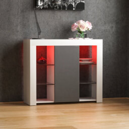 Lassic Vida Designs Azura White & Grey 1 Door Large Led Sideboard Storage Cabinet Cupboard - thumbnail 7