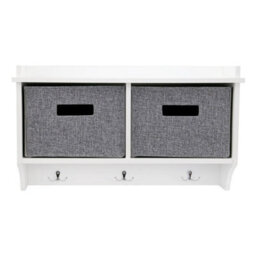 Taylor & Brown Wall-Mounted 3 Hook Coat Rack With Shelf & 2 Fabric Baskets, Modern Hallway Organiser, W60Xd20Xh34Cm (White) - thumbnail 5