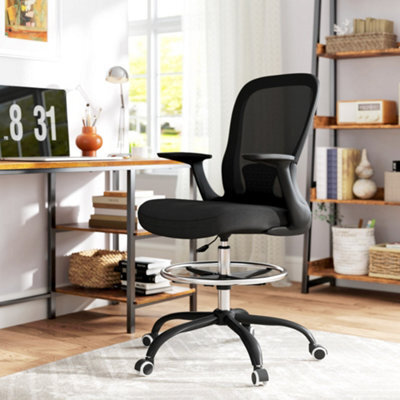 Homcom Mesh Draughtsman Chair, Ergonomic Drafting Chair, Black - image 1