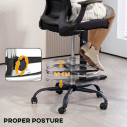 Homcom Mesh Draughtsman Chair, Ergonomic Drafting Chair, Black - thumbnail 6
