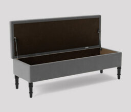 Alyana Ottoman Bench With Storage And Turned Wooden Legs. 150Cm Wide Ottoman Box - Grey Plush Velvet - thumbnail 2