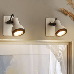 Beliani Set Of 2 Wall Lamps White And Black Metal 1-Light Swing Arm Cone Shade Spotlight - Industrial Style - thumbnail 1