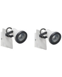 Beliani Set Of 2 Wall Lamps White And Black Metal 1-Light Swing Arm Cone Shade Spotlight - Industrial Style - thumbnail 2