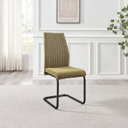 Furniturebox Uk Lorenzo 2X Sage Green Fabric Black Leg Dining Chair - thumbnail 2