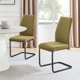 Furniturebox Uk Lorenzo 2X Sage Green Fabric Black Leg Dining Chair - thumbnail 1