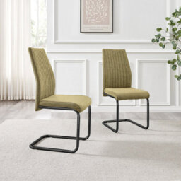 Furniturebox Uk Lorenzo 2X Sage Green Fabric Black Leg Dining Chair - thumbnail 5