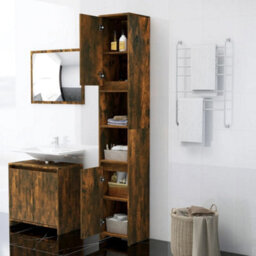 Vidaxl Bathroom Cabinet Smoked Oak 30X30X183.5 Cm Engineered Wood - thumbnail 3