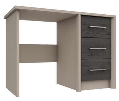 Burlington 3 Drawer Dressing Table - Fired Earth And Anthracite Larch On Express Delivery And Ready Assembled