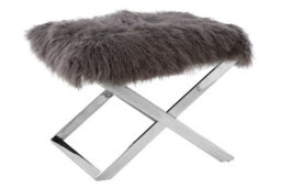 Orsina Grey Sheepskin Stool,captivating Breakfast Stool,sheepskin Upholstered Accent Piece,ideal For Outdoor Patio - thumbnail 4