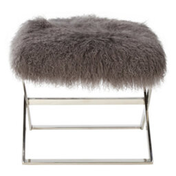 Orsina Grey Sheepskin Stool,captivating Breakfast Stool,sheepskin Upholstered Accent Piece,ideal For Outdoor Patio - thumbnail 5