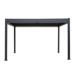 MonsterShop Metal Pergola 3M X 4M Anthracite Grey 4 Retractable White Blinds - thumbnail 2