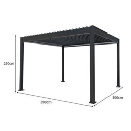 MonsterShop Metal Pergola 3M X 4M Anthracite Grey 4 Retractable White Blinds - thumbnail 4
