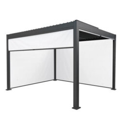 MonsterShop Metal Pergola 3M X 4M Anthracite Grey 4 Retractable White Blinds - thumbnail 1