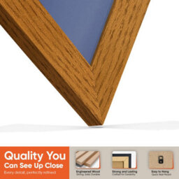 "30X17"" Oak Modern Vinyl Record Frame With Blue Mount For 12 Inch Lp Album Cover & Disc - Ak Frames" - thumbnail 3