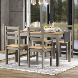 Core Products Corona Grey Rectangular Dining Table With 4 Grey Pine Chairs H75.0Cm X W75.0Cm X L150.0Cm