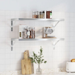 Berkfield Wall Shelves 2 Pcs 75X30X3 Cm Silver Stainless Steel
