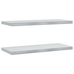 Berkfield Wall Shelves 2 Pcs 75X30X3 Cm Silver Stainless Steel - thumbnail 2