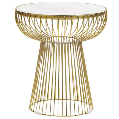 Beliani Side Table Cheynes Marble Gold - image 1