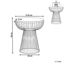 Beliani Side Table Cheynes Marble Gold - thumbnail 3