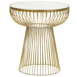 Beliani Side Table Cheynes Marble Gold - thumbnail 1